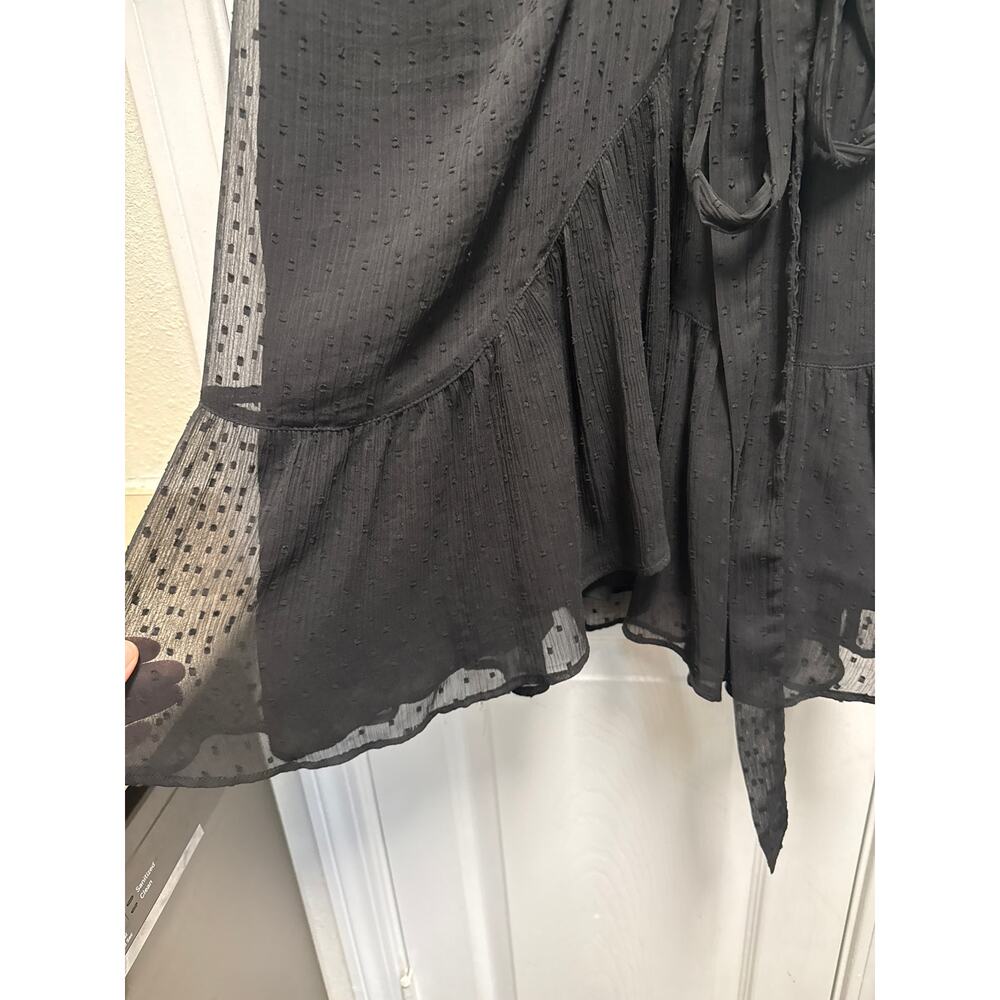 AllSaints Sienna Clip Swiss Dot Ruffle Wrap Dress Black Whimsigoth Size Small - Picture 5 of 8
